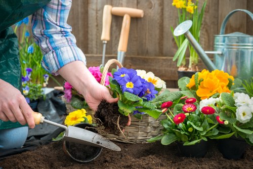 Manager reviewing gardening work and evidence during investigation